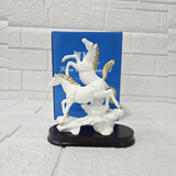 AM6135 Small Standing On Mountain Horse Showpiece, Double Horse Showpiece for Home, Table, Office