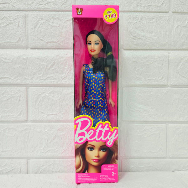 AM6021 Stylish Fashion Doll in Blue Printed Dress