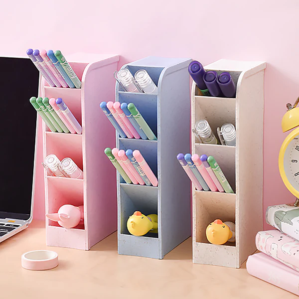 AM6868 Multi-Purpose 4-Slot Plastic Desk Organizer and Pen Stand
