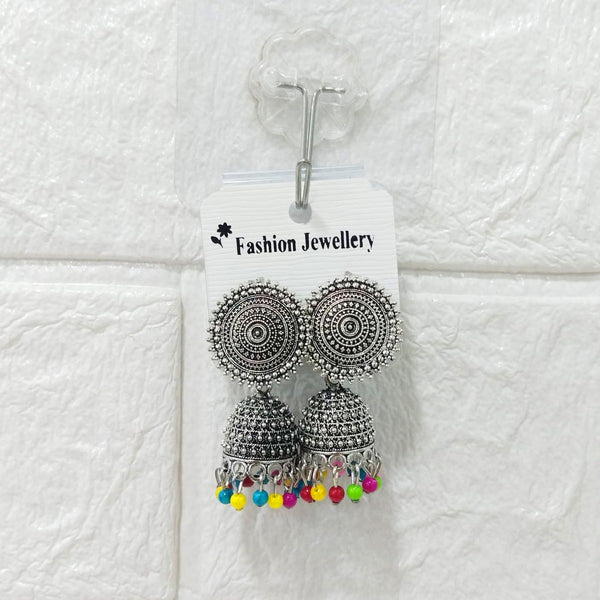 Di0302 Oxidized Silver Jhumka Earrings – Traditional & Casual Fashion Jewelry