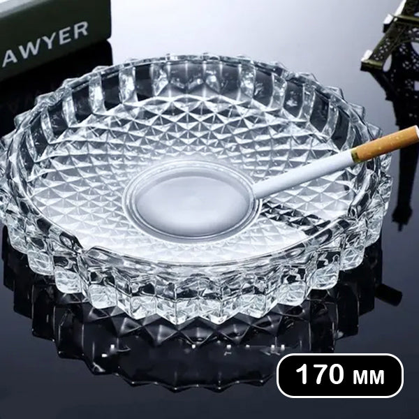 AM5360 Round Crystal Glass Smoking Ashtray- 170mm
