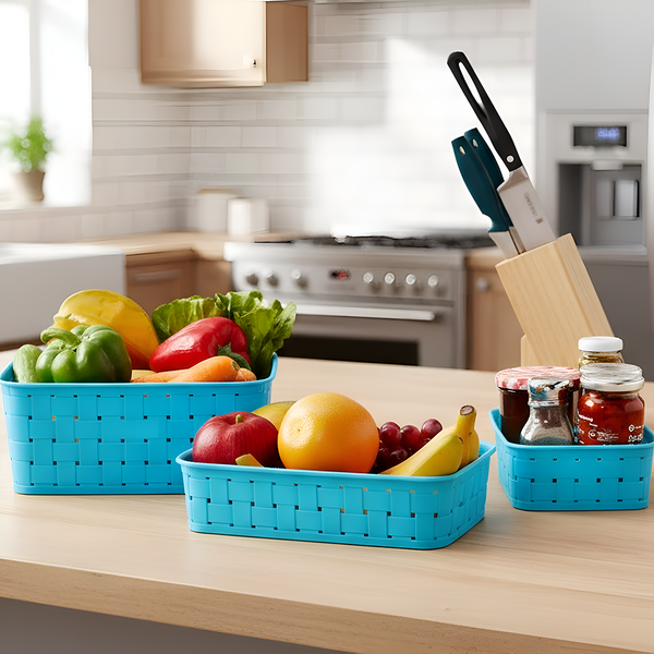 0062 Smart Baskets for Storage(Set of 3) Sky Blue