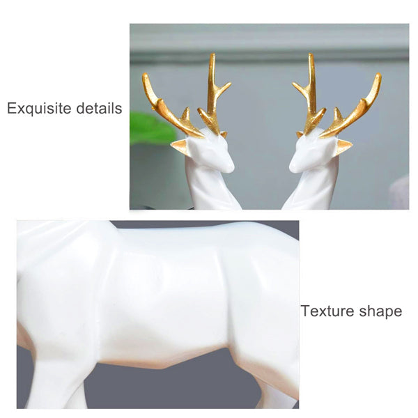 AM5367 White Deer Pair Showpiece for Home Decor Showpiece- Pack of 2 deer