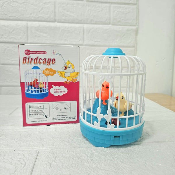 AM6123 Talking Bird Toy in Cage – Interactive Sound-Activated Toy That Repeats What You Say