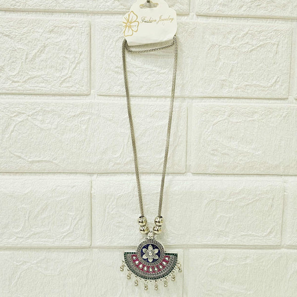 Di0045 Stylish Silver-Toned Multi-Design Pendant Necklace (Multidesign)