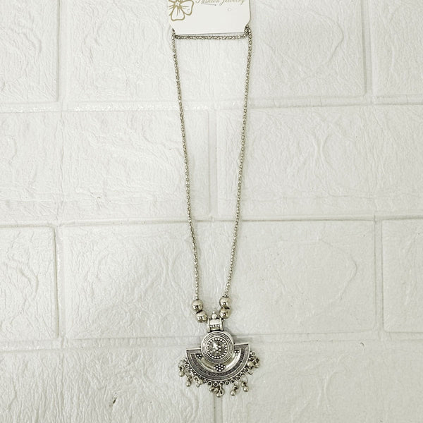 Di0044 Oxidized Silver-Plated Tribal/Bohemian Necklace