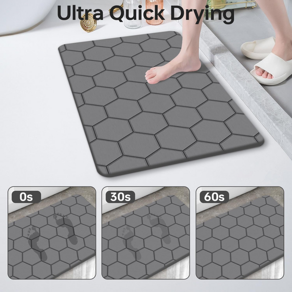 AM5484 Stone Bath Mat- Multidesign, Quick Dry & Non-Slip Diatomaceous Earth Bath Mat for Bathroom and Kitchen