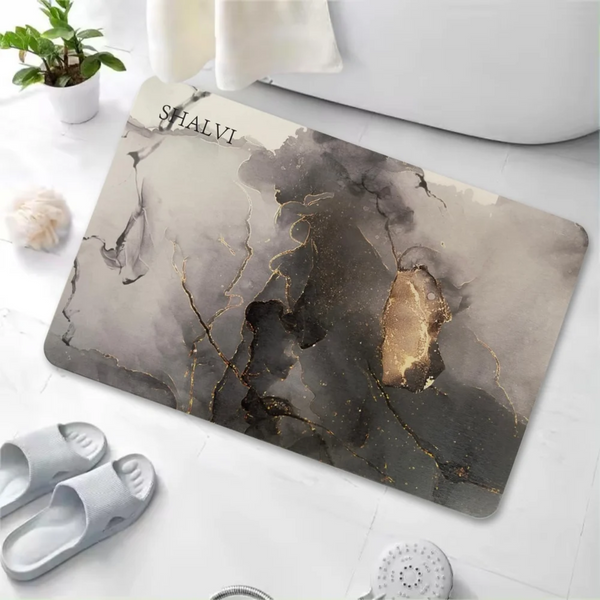 AM5484 Stone Bath Mat- Multidesign, Quick Dry & Non-Slip Diatomaceous Earth Bath Mat for Bathroom and Kitchen
