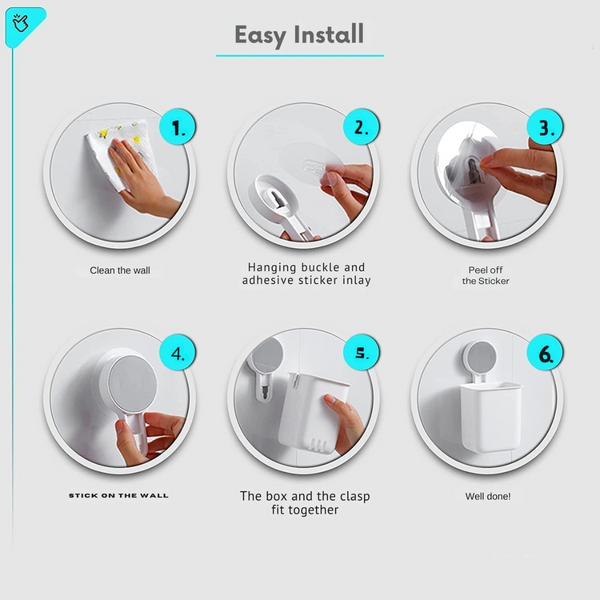 AM5488 Toothbrush Holders for Bathroom Plastic Wall Mounted Self Adhesive- Pack of 1, Toothbrush Holder for Toothbrushes, Toothpaste, Shaver, Razor & Brush Holder