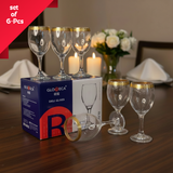 AM7739 Gloreca Elegant Gold-Rimmed Deli Glassware Set of 6 Pieces for Sophisticated Dining