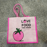 AM2927 Printed Handmade Go Green Jute Bag, Size: 15.6x13x4.8inch(LxHxW)