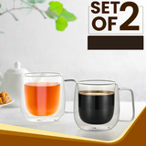 AM5376 Shine Max Transparent Glass Heat Resistant Tea - Coffee Mug (Set Of 2 Pcs)