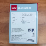 AM5452 CELLO Glassy Square Lunch Box Set of 3 Container with Jacket- each 320m-Microwavable Borosilicate Glass | Leak Proof Design