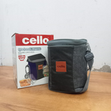 AM5452 CELLO Glassy Square Lunch Box Set of 3 Container with Jacket- each 320m-Microwavable Borosilicate Glass | Leak Proof Design