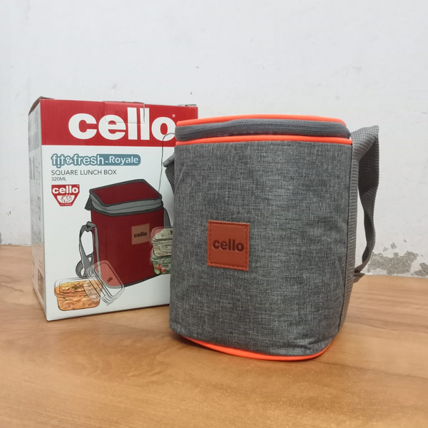 AM5448 Cello Royale Square Glass Lunch Box 320ml x 2 N with Jacket (Vr) (Pack of 2Pc)