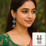 Di0300 Oxidized Silver Jhumka Earrings with Multicolor Beads – Traditional & Fashion Jewelry