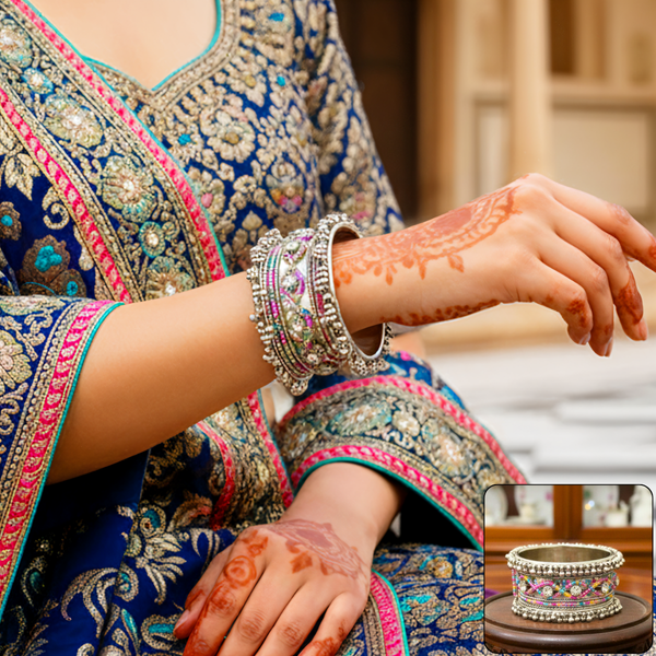 Di0218 Oxidised Silver Plated Kada – Traditional & Stylish Ethnic Bangle