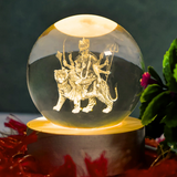 AM5926 3D Crystal Ambaji Mata Ball Night Light with Wooden Base