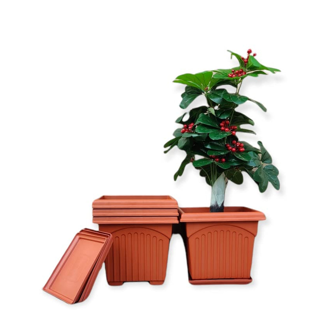 10 inch square plastic plant pots AM0934 Flower Pot Square Plastic Plant 10 Inch Saucer Tray Plant Pot – Amd-Deodap
