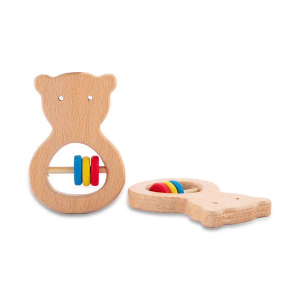 A07125 Wudly Natural Wooden Bear Teether for Babies