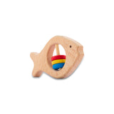 A07124 Wudly Natural Wooden Fish Teether with Colorful Rings for Babies (3+ Months)