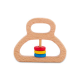 A07126 Wudly Natural Wooden Teether with Colorful Sliding Rings