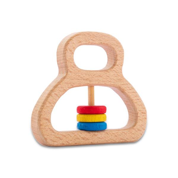 A07126 Wudly Natural Wooden Teether with Colorful Sliding Rings