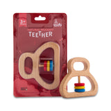 A07126 Wudly Natural Wooden Teether with Colorful Sliding Rings