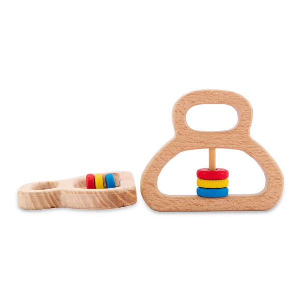 A07126 Wudly Natural Wooden Teether with Colorful Sliding Rings