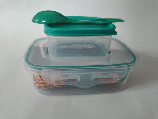 3837 Locked Container Plastic Lunch Box With Spoon (600)