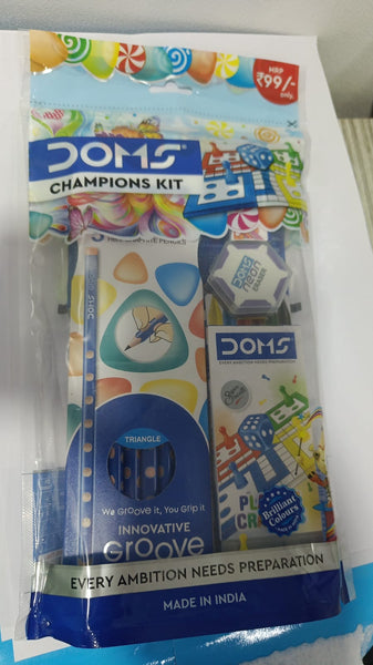 3583 Doms Champions Kit for School Essentials, Gifting Range for Kids ,Combination of 6 Stationery Items (Pack of 1)