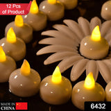 6432 SET OF 12 FLAMELESS FLOATING CANDLES BATTERY OPERATED TEA LIGHTS TEALIGHT CANDLE - DECORATIVE, WEDDING.( DIYA , DIVO , DIVA , DEEPAK , JYOTI ,)