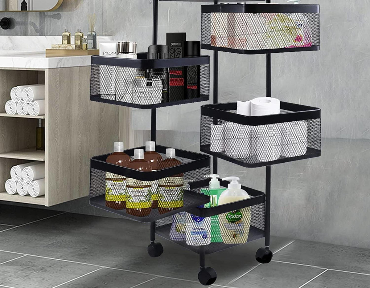 3683 Metal 4 Layer Kitchen Rotating Trolley For Kitchen – Amd-Deodap