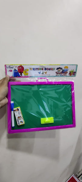 AM0013 Educational Slate For Kids | Slate 2 in 1 Write and Wipe Board with Plastic Frame for Kids | Slate for Kids 3 Years and Above | Multicolor Slate