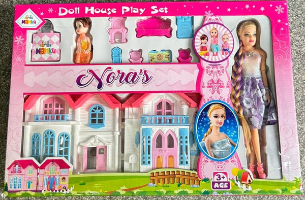 AM0295 Big Doll House Play Set- Princess Role Play,Pretend Play,Play Set for Kids with Dolls and Furniture for Kids, Girls 2-3-5-7-10