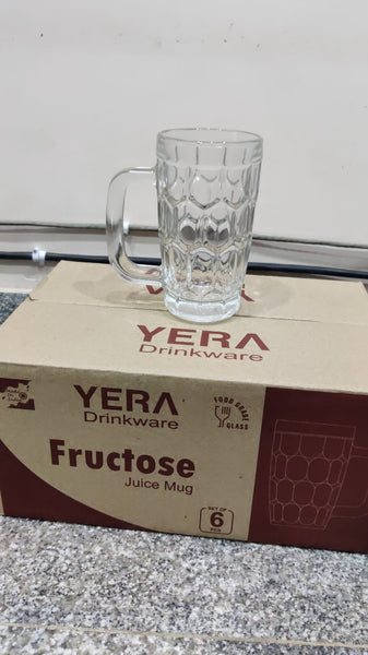 3587 Yera Glass Juice Mug - Plain, Lightweight, 260 ml (Set of 6) (JM10A)