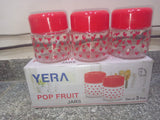 3568 Yera Pop Fruit Jar, Clear, Set of 3 Pieces