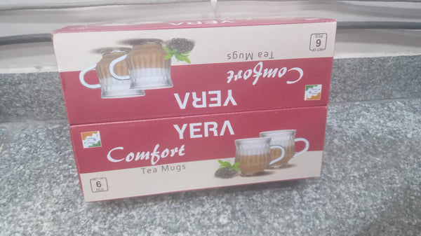 3535 Yera 120ml Glass Tea Cup with Exquisite Design Set of 6 (CT4FS)