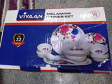 AM0466 Vihan dinner set Light Weight Dinner Set of 32 pcs 6 Full Plates,6 Quarter Plates,12 Veg Bowls,2 Serving Bowl with 3 lids,1 Serving Spoons and,2 Other Spoon