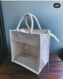 AM0592 Transparent Jute Bag  Eco-Friendly Plain Jute Bag for Tiffin  (L 11" x W 6" x H 11" )