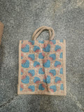 AM0636 Printed Eco-Friendly Jute Bag with Zip Closure 13.5x12