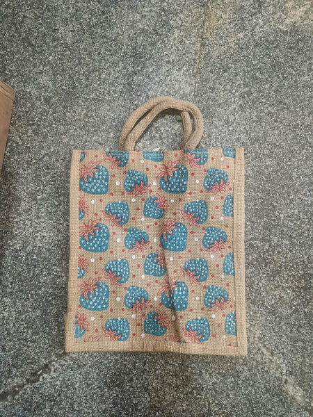 AM0636 Printed Eco-Friendly Jute Bag with Zip Closure 13.5x12