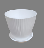 AM0840 White Vertical Striped Indoor and Outdoor Plastic Pots size 6 inch