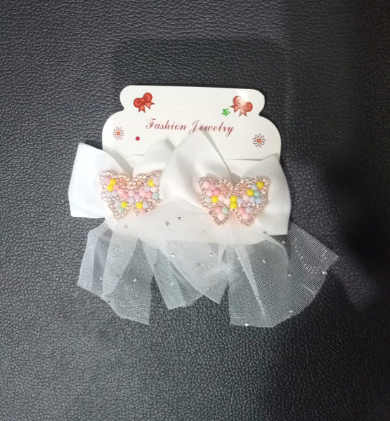 AM1142 Butterfly Bow Hair Clips Set Of 2 - Multicolor