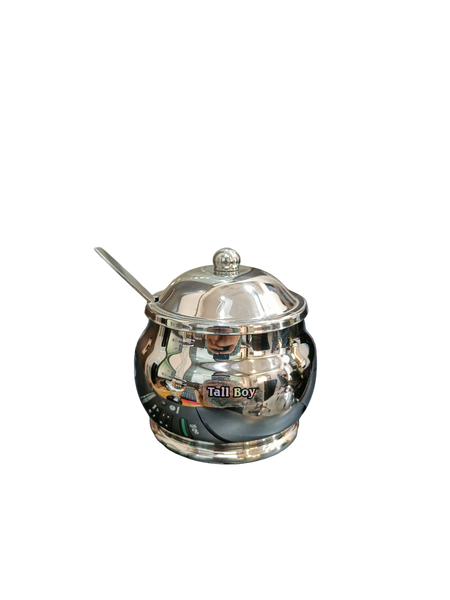 AM2208 Tall Boy Plain ss Aarya Ghee Pot with Lid and Spoon 300ml