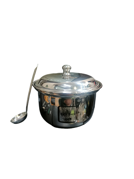 AM2211 Tall Boy Plain ss Govardhana Ghee Pot with Lid and Spoon 200ml