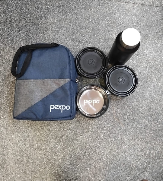 AM2229 Pexpo Urban Lunch Box with 3 Containers 350ml, Bottle 750ml ,1 Spoon & ElegantBag