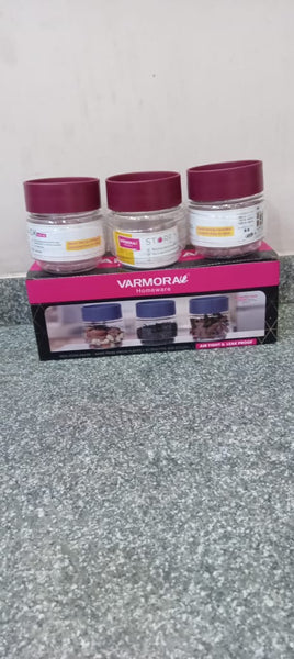 AM2222 Varmora Store N Stack Round Storage Container Set Of 3 Assorted, 500 ml