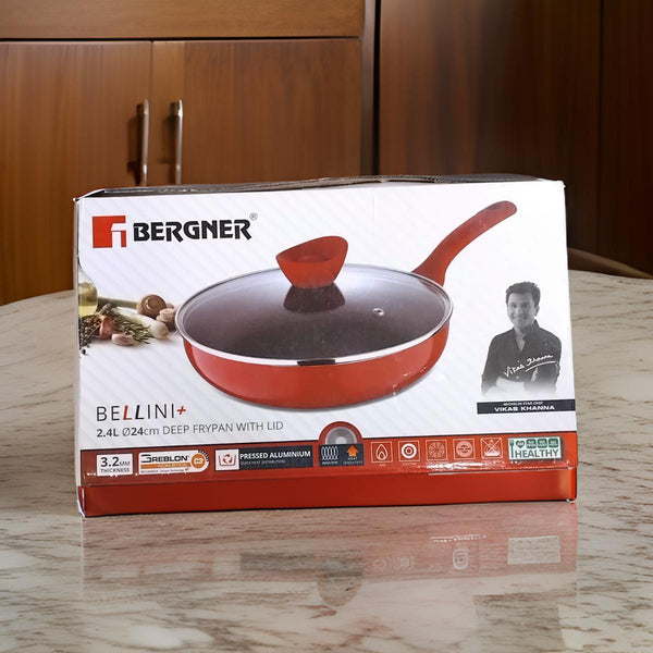 AM2259 Bergner Bellini Plus Deep Frypan with Glass Lid 5-Layer Non-Stick Thickness 3.2mm - Induction Bottom