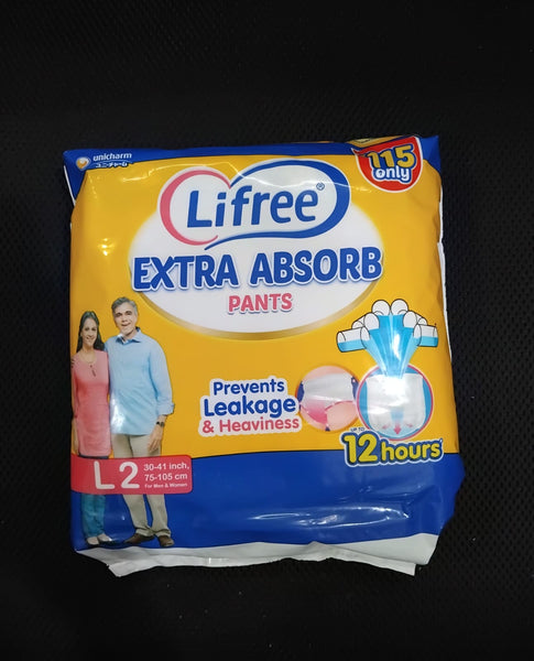 AM2321 Lifree Extra Absorb Pants Adult Diaper Pant Large 2 Pants for Waist Size 30-41 inches